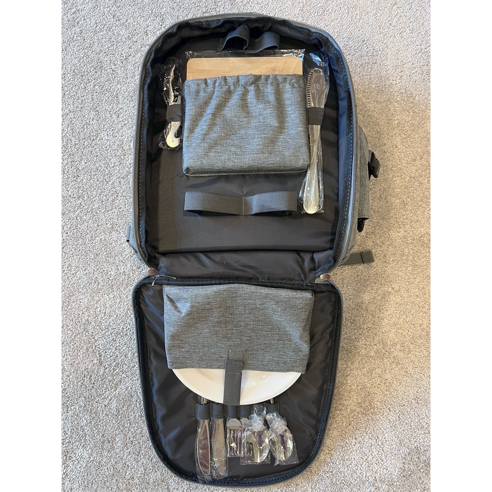 Gray Mr & Mrs Insulated Picnic Backpack - Picture 4 of 13